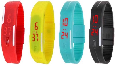 NS18 Silicone Led Magnet Band Combo of 4 Red, Yellow, Sky Blue And Black Digital Watch  - For Boys & Girls   Watches  (NS18)
