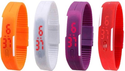 NS18 Silicone Led Magnet Band Watch Combo of 4 Orange, White, Purple And Red Digital Watch  - For Couple   Watches  (NS18)