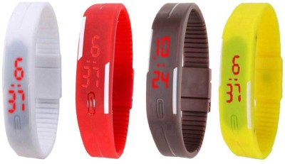 NS18 Silicone Led Magnet Band Combo of 4 White, Red, Brown And Yellow Digital Watch  - For Boys & Girls   Watches  (NS18)