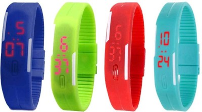 NS18 Silicone Led Magnet Band Watch Combo of 4 Blue, Green, Red And Sky Blue Digital Watch  - For Couple   Watches  (NS18)