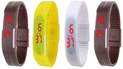 NS18 Silicone Led Magnet Band Combo of 4 Blue, Yellow, White And Brown Digital Watch  - For Boys & Girls   Watches  (NS18)