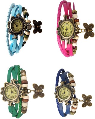 NS18 Vintage Butterfly Rakhi Combo of 4 Sky Blue, Green, Pink And Blue Analog Watch  - For Women   Watches  (NS18)