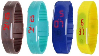 NS18 Silicone Led Magnet Band Combo of 4 Brown, Sky Blue, Blue And Yellow Digital Watch  - For Boys & Girls   Watches  (NS18)