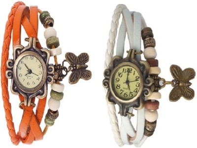 Krazykart Orange, White Butterfly Leather Bracelet Analog Watch  - For Women   Watches  (Krazykart)