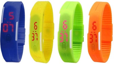 NS18 Silicone Led Magnet Band Combo of 4 Blue, Yellow, Green And Orange Digital Watch  - For Boys & Girls   Watches  (NS18)