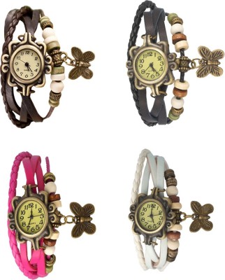 NS18 Vintage Butterfly Rakhi Combo of 4 Brown, Pink, Black And White Analog Watch  - For Women   Watches  (NS18)