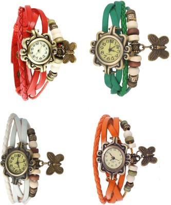 NS18 Vintage Butterfly Rakhi Combo of 4 Red, White, Green And Orange Analog Watch  - For Women   Watches  (NS18)