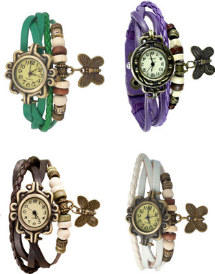 

Kissu Vintage Rakhi Combo of 4 Green, Brown, Purple And White Watch - For Women