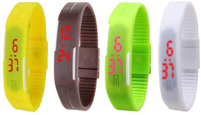 

Kissu Led Magnet Band Combo of 4 Yellow, Brown, Green And White Watch - For Men & Women