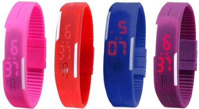 NS18 Silicone Led Magnet Band Watch Combo of 4 Pink, Red, Blue And Purple Digital Watch  - For Couple   Watches  (NS18)
