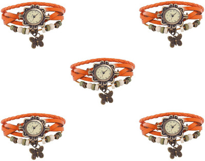 

Kissu Vintage Rakhi Combo of 5 Orange Watch - For Women