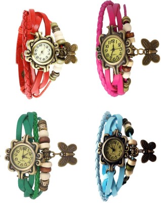 NS18 Vintage Butterfly Rakhi Combo of 4 Red, Green, Pink And Sky Blue Analog Watch  - For Women   Watches  (NS18)