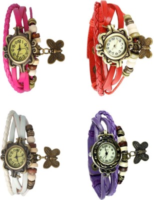 NS18 Vintage Butterfly Rakhi Combo of 4 Pink, White, Red And Purple Analog Watch  - For Women   Watches  (NS18)
