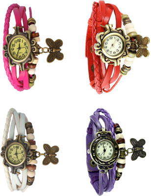 NS18 Vintage Butterfly Rakhi Combo of 4 Pink, White, Red And Purple Analog Watch  - For Women   Watches  (NS18)