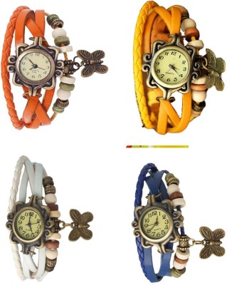 NS18 Vintage Butterfly Rakhi Combo of 4 Orange, White, Yellow And Blue Analog Watch  - For Women   Watches  (NS18)