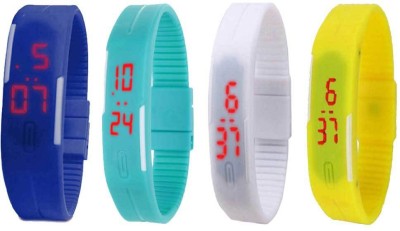 NS18 Silicone Led Magnet Band Combo of 4 Blue, Sky Blue, White And Yellow Digital Watch  - For Boys & Girls   Watches  (NS18)
