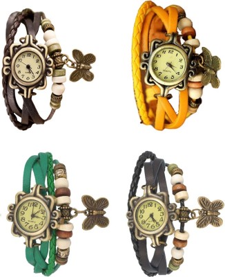 NS18 Vintage Butterfly Rakhi Combo of 4 Brown, Green, Yellow And Black Analog Watch  - For Women   Watches  (NS18)