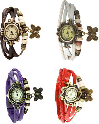 

Kissu Vintage Rakhi Combo of 4 Brown, Purple, White And Red Watch - For Women