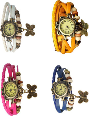 

NS18 Vintage Butterfly Rakhi Combo of 4 White, Pink, Yellow And Blue Watch - For Women