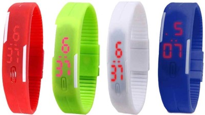 NS18 Silicone Led Magnet Band Combo of 4 Red, Green, White And Blue Digital Watch  - For Boys & Girls   Watches  (NS18)