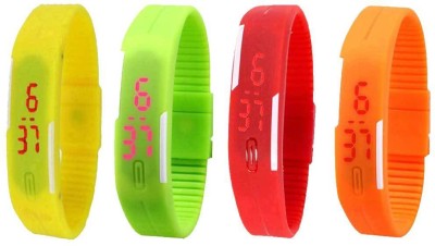 NS18 Silicone Led Magnet Band Combo of 4 Yellow, Green, Red And Orange Digital Watch  - For Boys & Girls   Watches  (NS18)