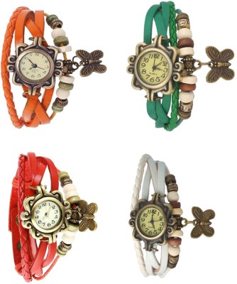 NS18 Vintage Butterfly Rakhi Combo of 4 Orange, Red, Green And White Analog Watch  - For Women   Watches  (NS18)