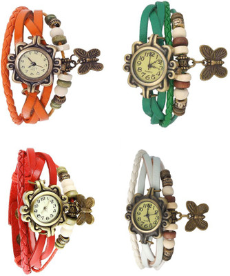 

NS18 Vintage Butterfly Rakhi Combo of 4 Orange, Red, Green And White Watch - For Women