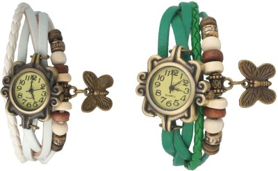NS18 Vintage Butterfly Rakhi Watch Combo of 2 White And Green Analog Watch  - For Women   Watches  (NS18)