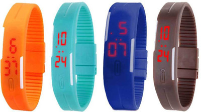 NS18 Silicone Led Magnet Band Combo of 4 Orange, Sky Blue, Blue And Brown Digital Watch  - For Boys & Girls   Watches  (NS18)