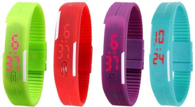 NS18 Silicone Led Magnet Band Watch Combo of 4 Green, Red, Purple And Sky Blue Digital Watch  - For Couple   Watches  (NS18)