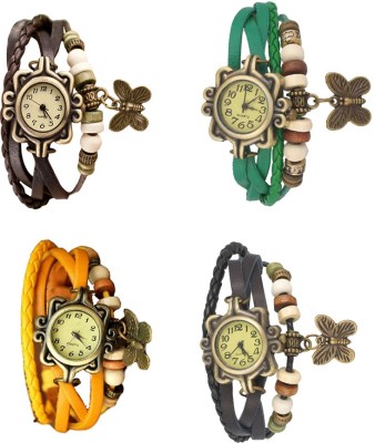 NS18 Vintage Butterfly Rakhi Combo of 4 Brown, Yellow, Green And Black Analog Watch  - For Women   Watches  (NS18)