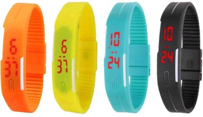 NS18 Silicone Led Magnet Band Combo of 4 Orange, Yellow, Sky Blue And Black Digital Watch  - For Boys & Girls   Watches  (NS18)