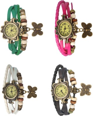 NS18 Vintage Butterfly Rakhi Combo of 4 Green, White, Pink And Black Analog Watch  - For Women   Watches  (NS18)