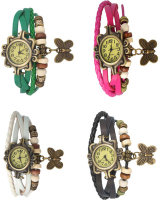 

NS18 Vintage Butterfly Rakhi Combo of 4 Green, White, Pink And Black Watch - For Women