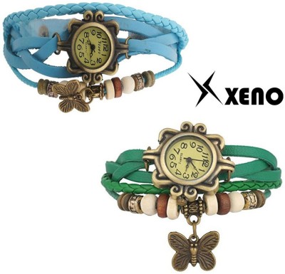 Xeno RS2-FRGR Combo of 2 Multi-Color Butterfly Vintage Women Watch  - For Girls   Watches  (Xeno)