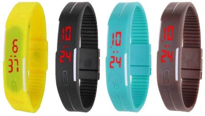 NS18 Silicone Led Magnet Band Combo of 4 Yellow, Black, Sky Blue And Brown Digital Watch  - For Boys & Girls   Watches  (NS18)