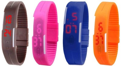 NS18 Silicone Led Magnet Band Combo of 4 Brown, Pink, Blue And Orange Digital Watch  - For Boys & Girls   Watches  (NS18)