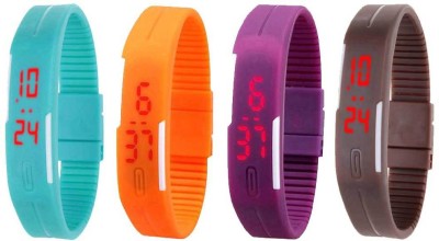NS18 Silicone Led Magnet Band Combo of 4 Sky Blue, Orange, Purple And Brown Digital Watch  - For Boys & Girls   Watches  (NS18)
