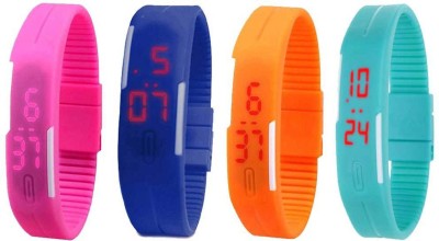 NS18 Silicone Led Magnet Band Watch Combo of 4 Pink, Blue, Orange And Sky Blue Digital Watch  - For Couple   Watches  (NS18)