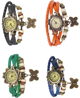 NS18 Vintage Butterfly Rakhi Combo of 4 Black, Green, Orange And Blue Analog Watch  - For Women   Watches  (NS18)