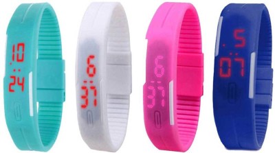 NS18 Silicone Led Magnet Band Combo of 4 Sky Blue, White, Pink And Blue Digital Watch  - For Boys & Girls   Watches  (NS18)