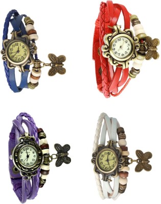 NS18 Vintage Butterfly Rakhi Combo of 4 Blue, Purple, Red And White Analog Watch  - For Women   Watches  (NS18)