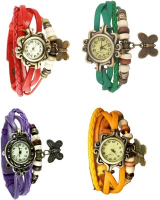 NS18 Vintage Butterfly Rakhi Combo of 4 Red, Purple, Green And Yellow Analog Watch  - For Women   Watches  (NS18)