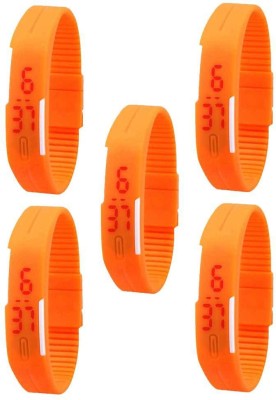 NS18 Silicone Led Magnet Band Combo of 5 Orange Digital Watch  - For Boys & Girls   Watches  (NS18)