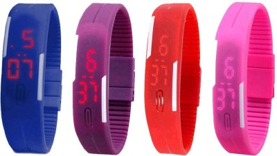 NS18 Silicone Led Magnet Band Watch Combo of 4 Blue, Purple, Red And Pink Digital Watch  - For Couple   Watches  (NS18)