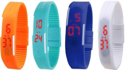 NS18 Silicone Led Magnet Band Combo of 4 Orange, Sky Blue, Blue And White Digital Watch  - For Boys & Girls   Watches  (NS18)