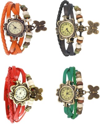 NS18 Vintage Butterfly Rakhi Combo of 4 Orange, Red, Black And Green Analog Watch  - For Women   Watches  (NS18)