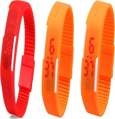 Y&D Combo of Led Band Red + Orange + Orange Watch  - For Couple   Watches  (Y&D)