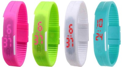 NS18 Silicone Led Magnet Band Watch Combo of 4 Pink, Green, White And Sky Blue Digital Watch  - For Couple   Watches  (NS18)