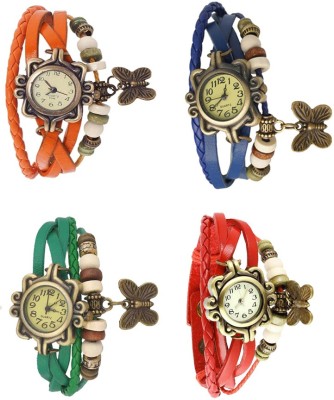 NS18 Vintage Butterfly Rakhi Combo of 4 Orange, Green, Blue And Red Analog Watch  - For Women   Watches  (NS18)